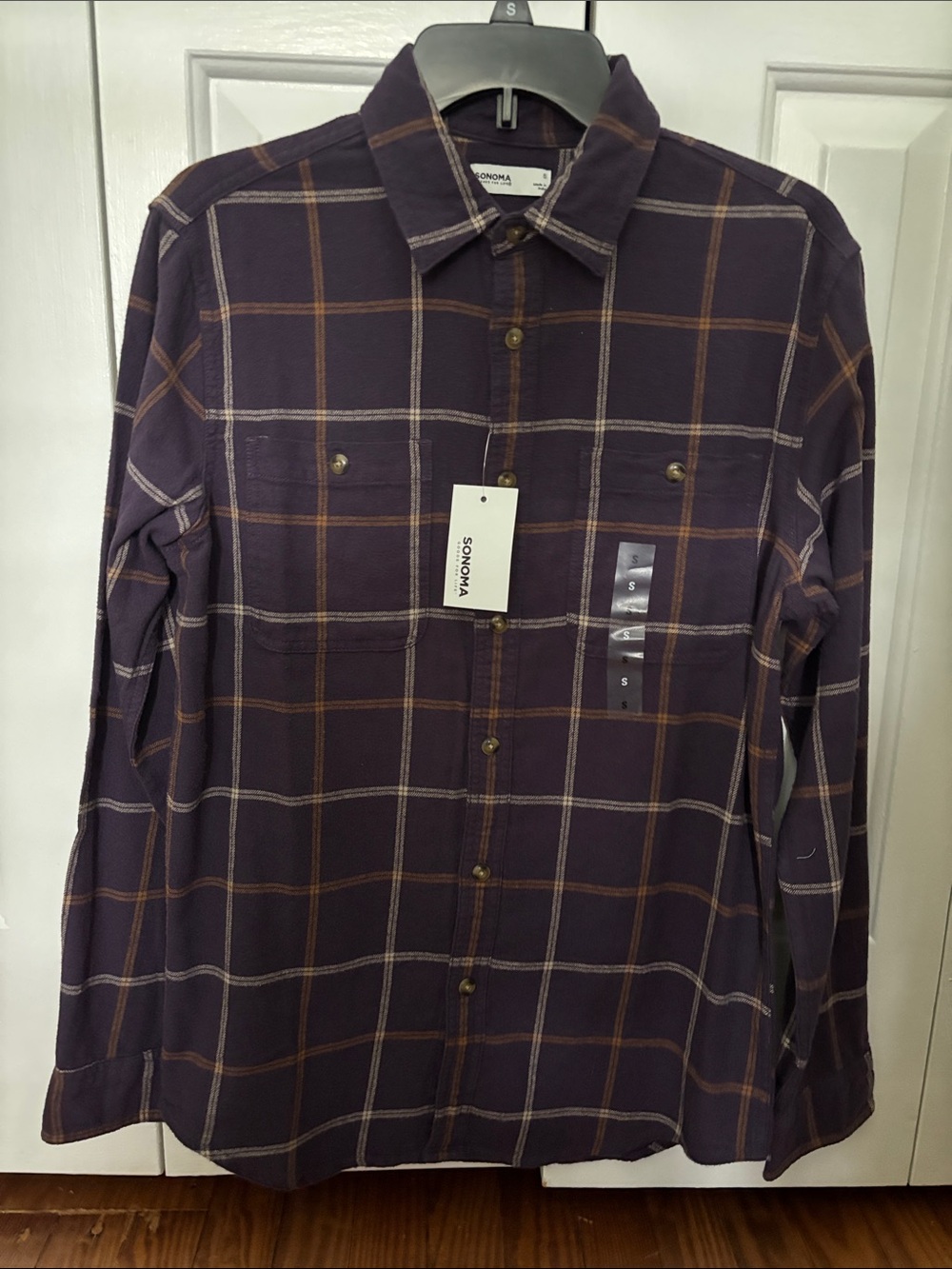 New Men’s Sonoma Supersoft Flannel Shirt Small S Plaid